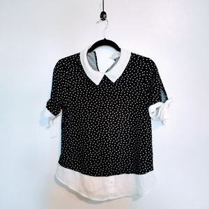 Faith and Joy short sleeve polkadot top with collar size small